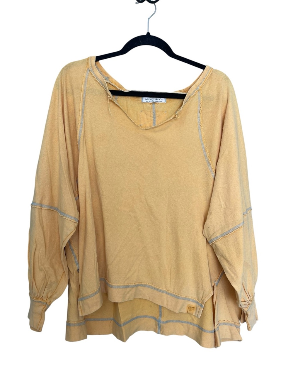 Free People Balloon Sleeve Mustard Pullover Top